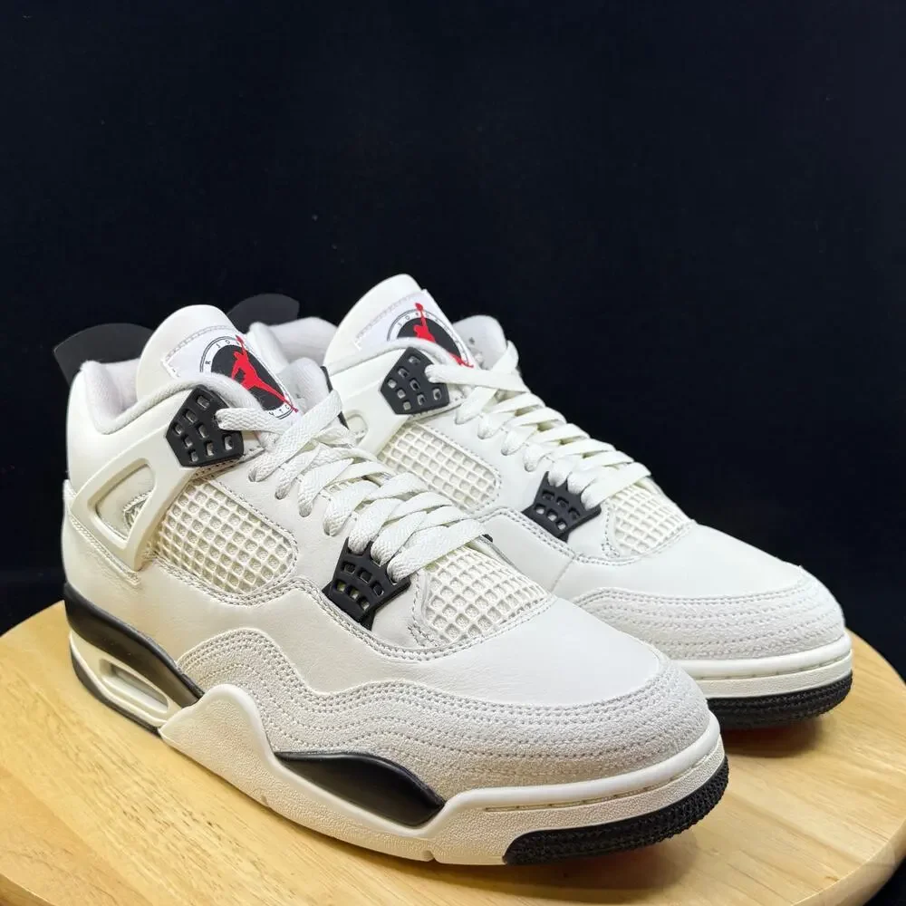 Nike Air Jordan 4 Retro OG Shoes Sail Black University Red IM4002-100 Men 10.5
